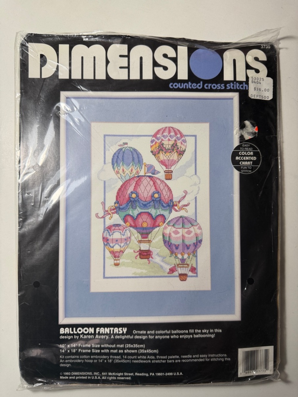 Dimensions kit Balloon Fantasy cross stitch 1993